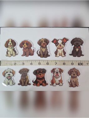 Lot Of Ten Cute Cartoon Puppy Sticker Sheet - Brown & Tan Accents